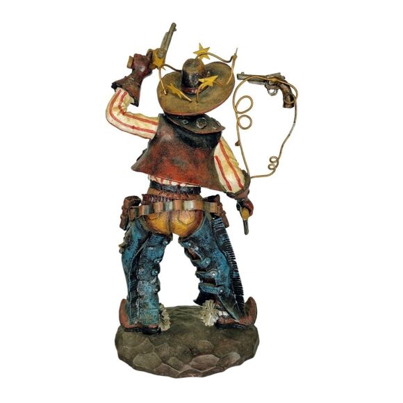 Vintage Western Cowboy Gun Slinger Humor Old West Figurine Statue Resin - Picture 3 of 9
